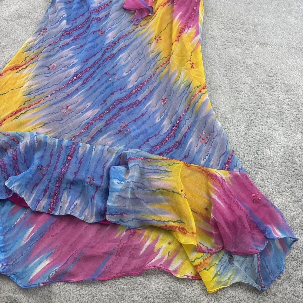 VTG Y2K Jessica Taylor Sequin Ruffle Hem Shift Dress Womens 2X Multicolor‎ Fairy - Picture 5 of 15